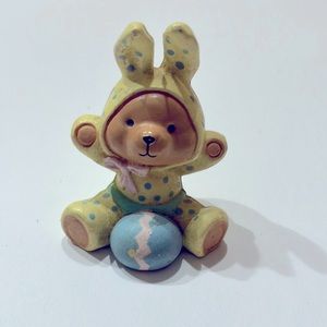 Resin Bear in Easter Bunny Pajamas Figurine